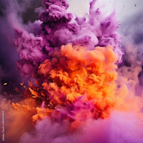 Explosive smoke rising into the sky, emitting colored light-