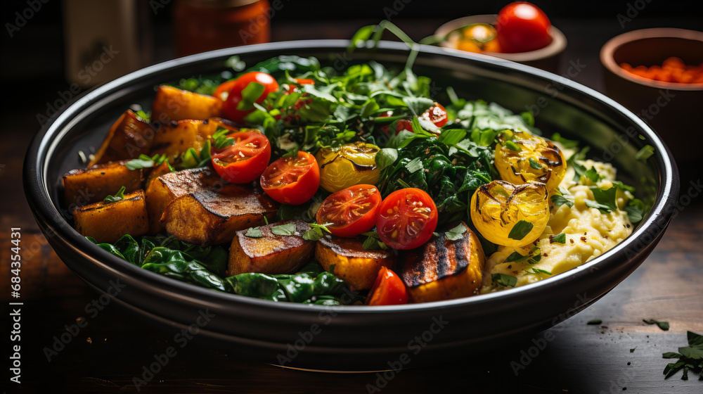 Grilled Sweet Potato and Spinach Salad with Cherry Tomatoes Grilled Sweet Potato and Spinach Salad with Cherry Tomatoes