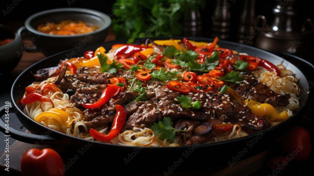 asian stir fried noodles with beef