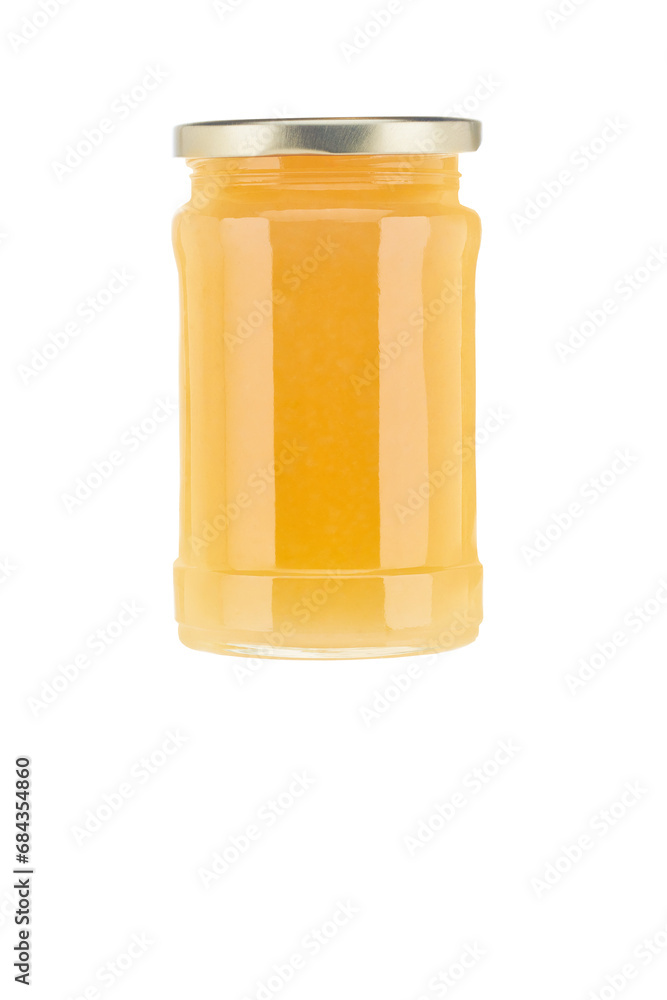 Jar of ginger jam isolated on white background. Jar of ginger jam isolated on white background.