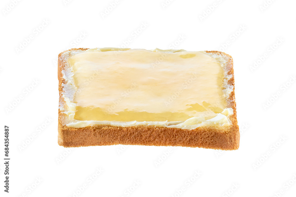 Toast with ginger jam and butter isolated on white background. With clipping path.