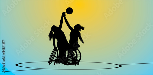 basquetbol, silla de ruedas, deporte, vector