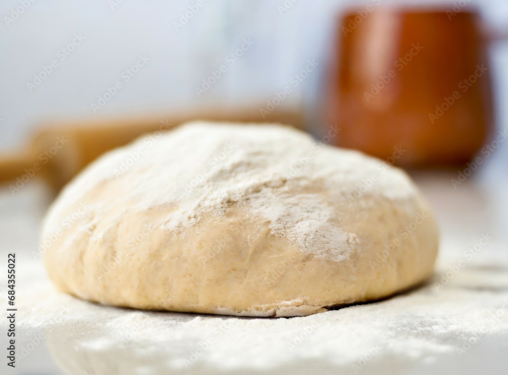 Kneading Bread, Isolated bun and rolling pin Kneading Bread, Isolated bun and rolling pin