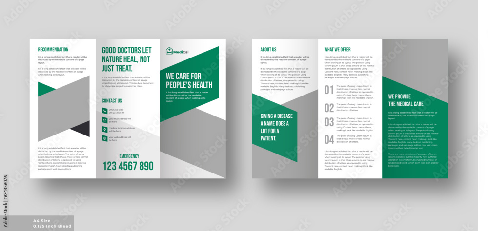 Medical health care trifold brochure, Company or business brochure template Medical health care trifold brochure, Company or business brochure template