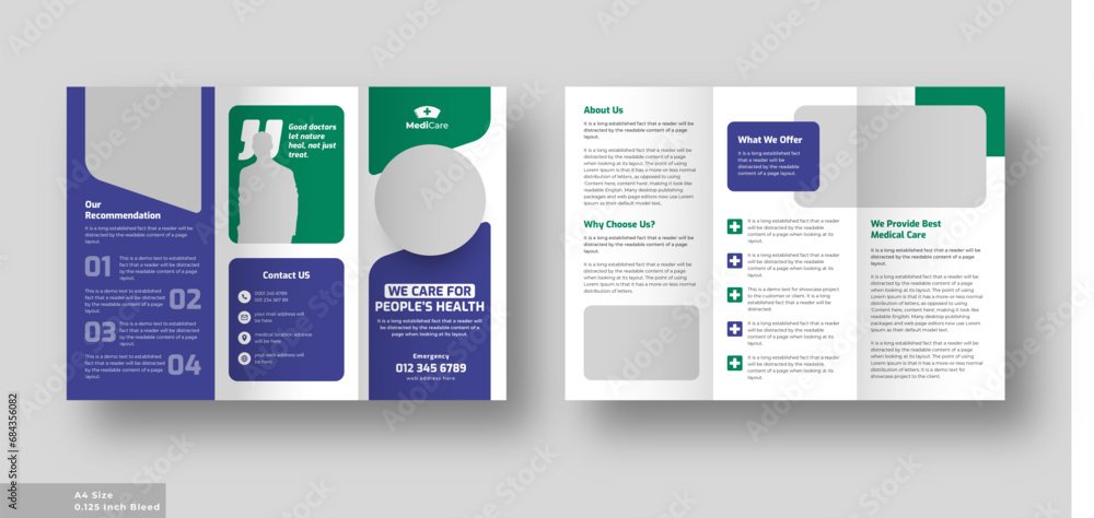 Medical health care trifold brochure, Company or business brochure template Medical health care trifold brochure, Company or business brochure template