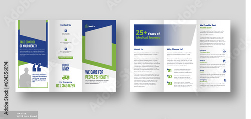 Medical health care trifold brochure, Company or business brochure template photo