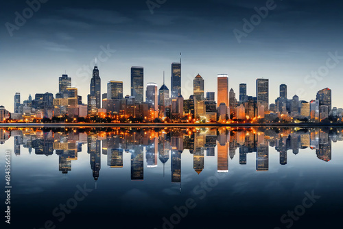 city skyline at night, generative ai