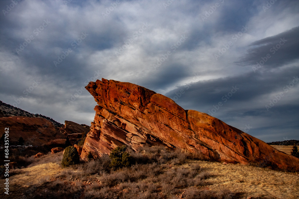 Red Rock Formations Aglow in the Warm Embrace of Sunset Splendor