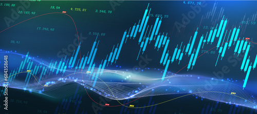 Financial trade concept. Stock market and exchange. Candle stick graph chart.