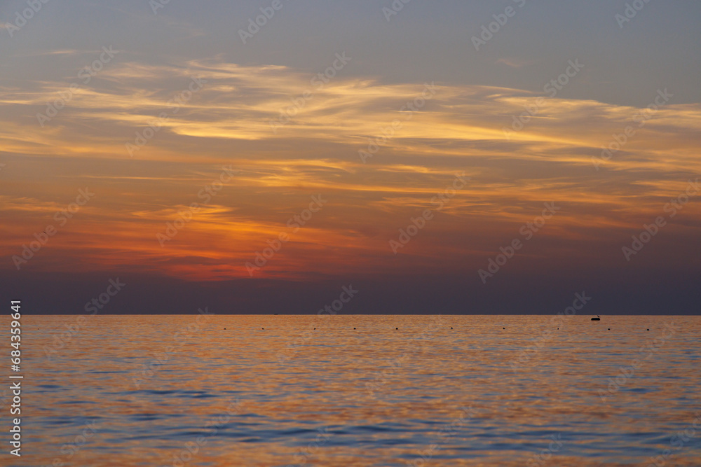 Incredible color of the sea and sky at sunset.