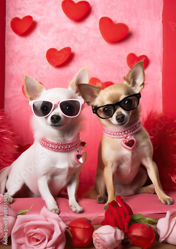Dog Couple celebrating valentines day