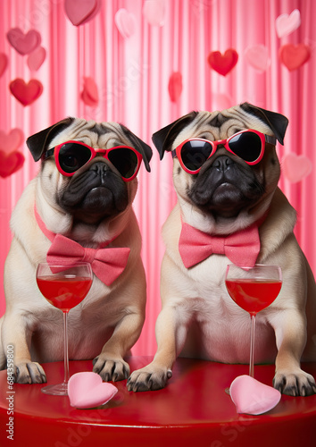 Dog Couple celebrating valentines day
