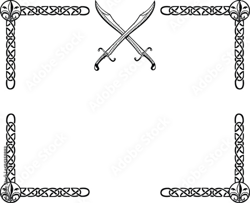 Ornate Frame with Fleur de Lis and Crossed Scimitars