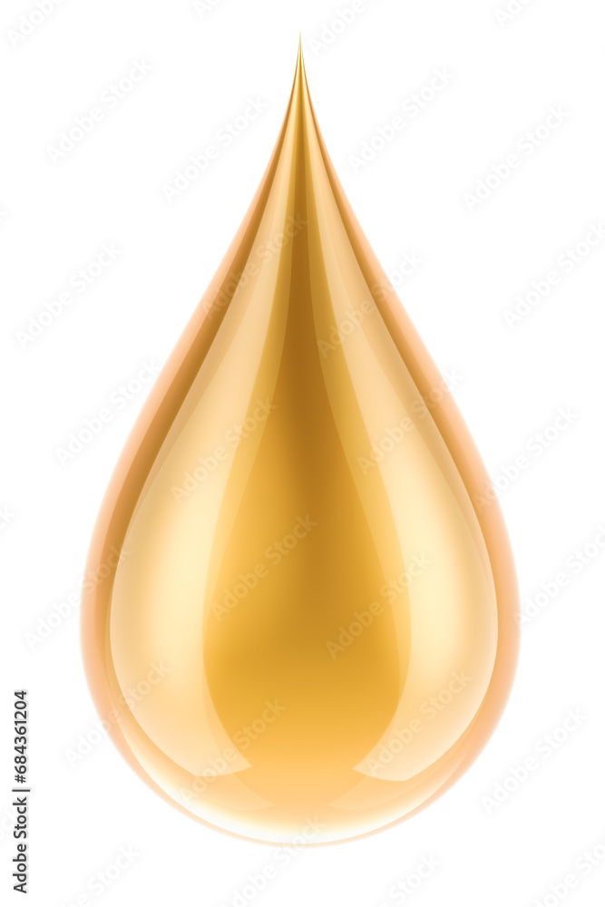 Golden liquid drop, 3D rendering isolated on transparent background Golden liquid drop, 3D rendering isolated on transparent background