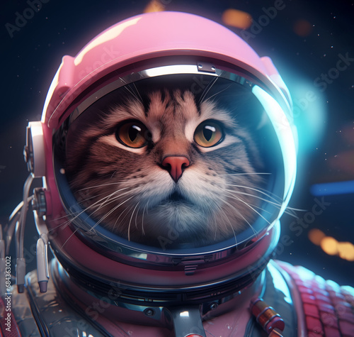 Beautiful cat astronaut in a spacesuit