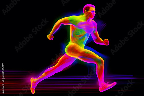 Colorful oil painting depicting an athlete. Neural network AI generated art © mehaniq41