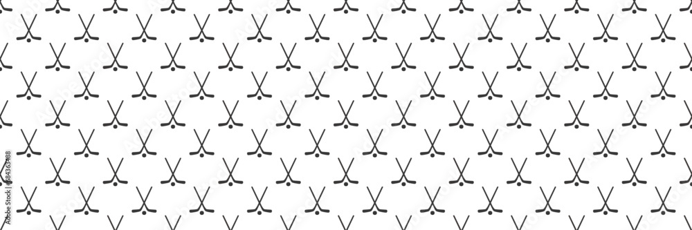 Ice hockey sticks and puck seamless pattern with simple sport symbols. Hockey vector print. Winter sporting repeated wallpaper for activity designs, fancier prints. Minimalistic style Ice hockey sticks and puck seamless pattern with simple sport symbols. Hockey vector print. Winter sporting repeated wallpaper for activity designs, fancier prints. Minimalistic style