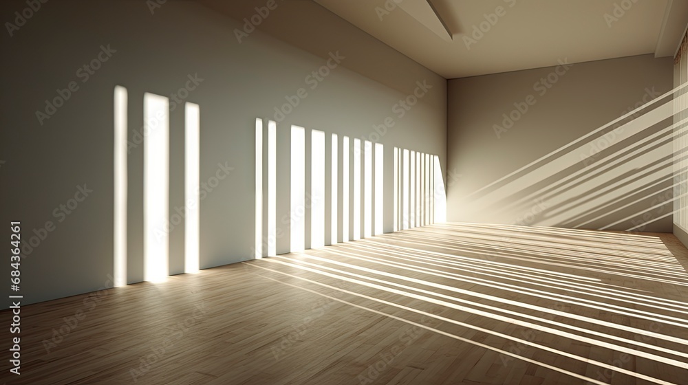 Fototapeta premium Interplay of Light and Shadow in a Modern Minimalist Room.