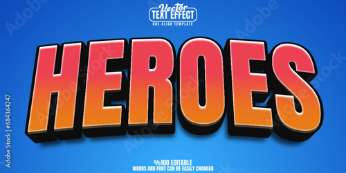 Hero editable text effect, customizable superhero and bravery 3D font style