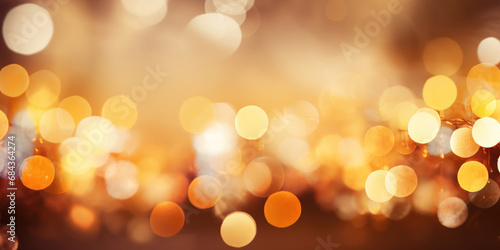 cascade of colorful bokeh lights set against a warm, golden background, evoking a festive ambiance