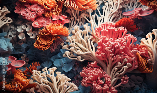 Creative colorful background, corals close up.