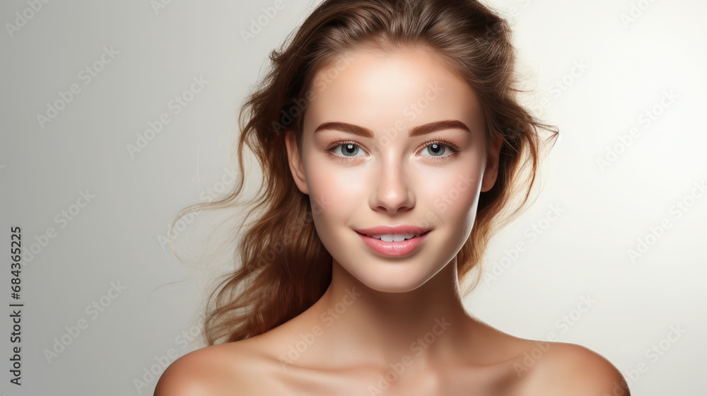 portrait of a young beautiful European woman on a white background, face, girl, beauty, care, cosmetics, clear skin, smile, hair, style, spa, cosmetology, model, studio, advertising, person, lady portrait of a young beautiful European woman on a white background, face, girl, beauty, care, cosmetics, clear skin, smile, hair, style, spa, cosmetology, model, studio, advertising, person, lady