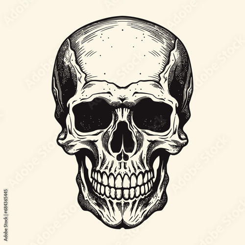 Wallpaper Mural Vintage human skull vector on white background with hand drawn skull silhouette Torontodigital.ca