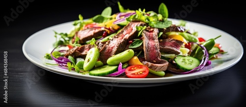 Asian beef salad with spring veggies.