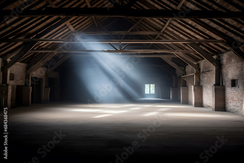 Rays of light in the barn. Neural network AI generated art