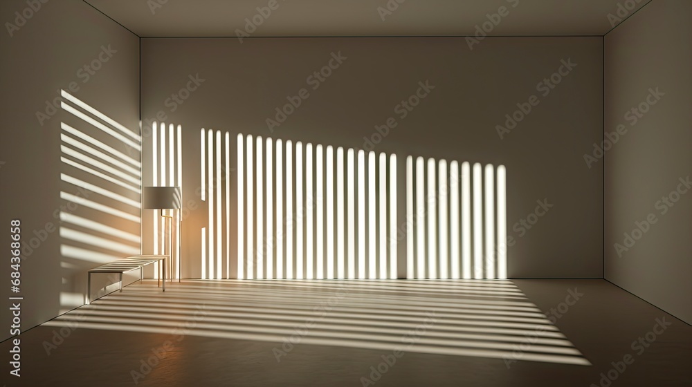 Interplay of Light and Shadow in a Modern Minimalist Room. Interplay of Light and Shadow in a Modern Minimalist Room.