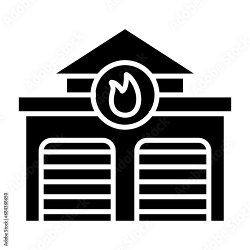 Fire station glyph solid icon