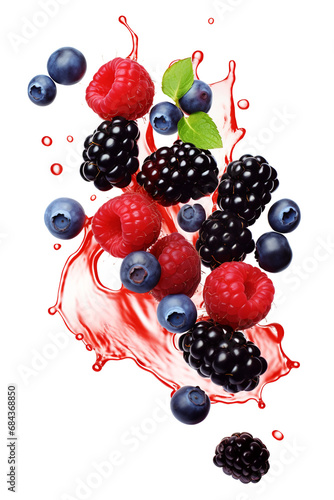 Fototapeta Naklejka Na Ścianę i Meble -  Falling fresh ripe wild berries.