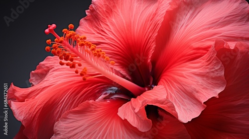 A close-up of a vivid hibiscus flower on a plain backdrop, ideal for text placement.