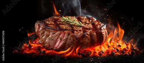 Cook steak on open flame