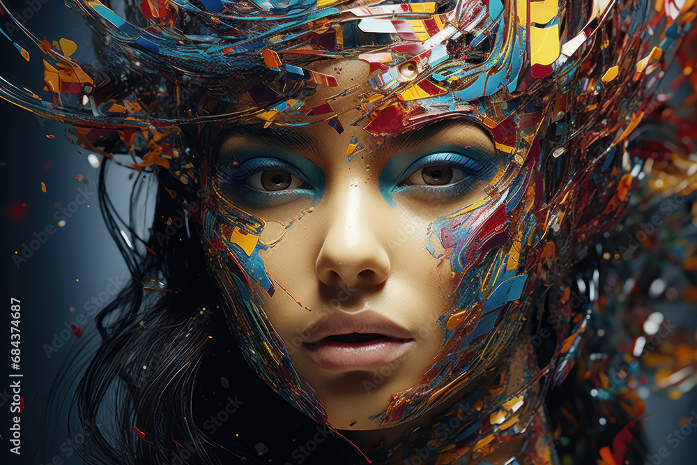 An AI-generated artwork, showcasing the creative potential and artistic applications of artificial intelligence in the realm of visual expression. Concept of AI-generated creativity. Generative Ai.