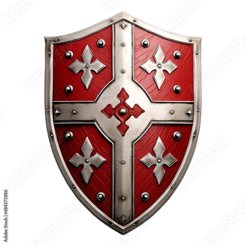3d illustration of a red shield on a transparent background