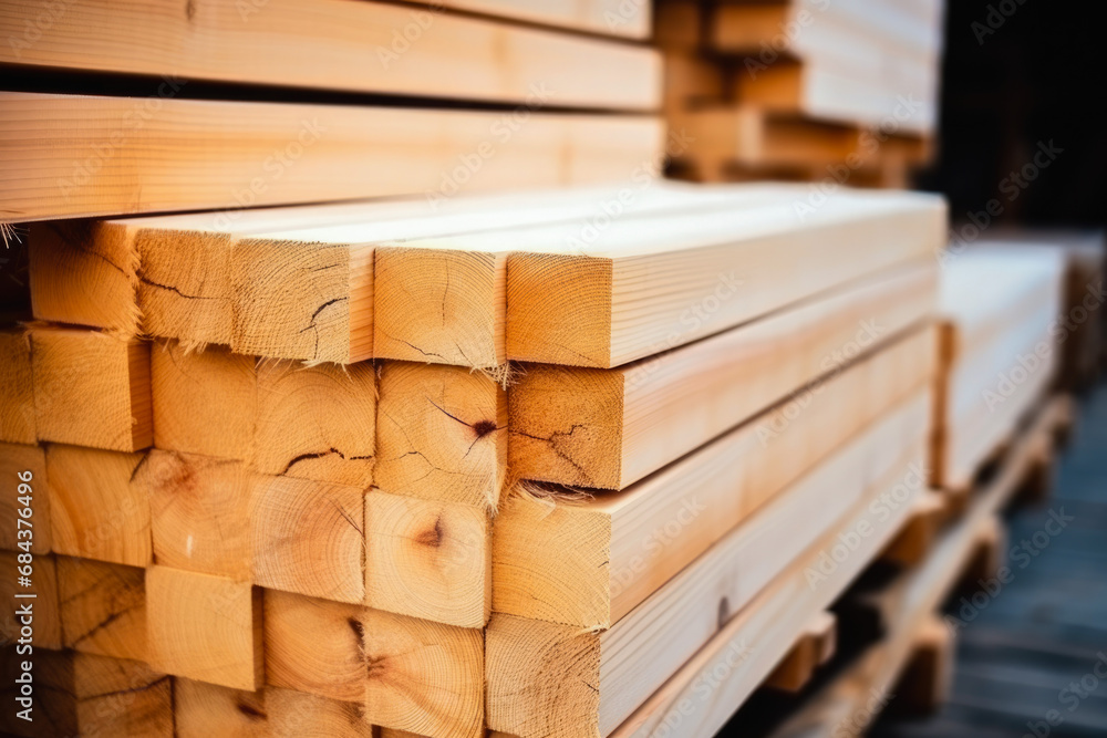 A stack of wooden boards, lumber, industrial wood, timber. Pine wood timber A stack of wooden boards, lumber, industrial wood, timber. Pine wood timber