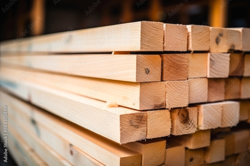 A stack of wooden boards, lumber, industrial wood, timber. Pine wood timber A stack of wooden boards, lumber, industrial wood, timber. Pine wood timber