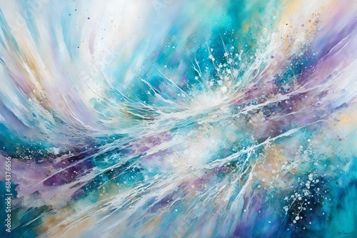 Beautiful sparkling white light with radiance, teal, lavender, soft pastel high frequency colors, cosmic scene, nurturance, kindness, comfort, cosmic beauty abstract painting- photo