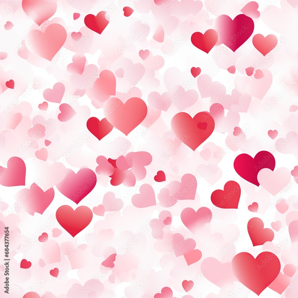 Valentine's Day Seamless Pattern with Pink and Red Hearts

