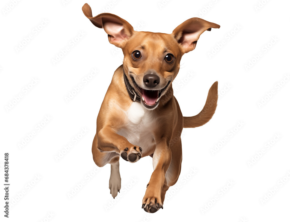 Happy brown dachshund jumping on camera isolated on transparent background, png. Dog running Happy brown dachshund jumping on camera isolated on transparent background, png. Dog running