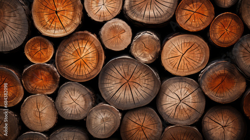 Cross-Section of Wood Logs Wallpaper Background