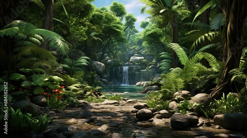 Exotic forest with a variety of vegetation