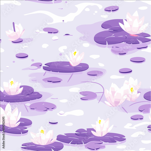 Fotografie floral seamless pattern Vector Illustration - Lilypond Patterns