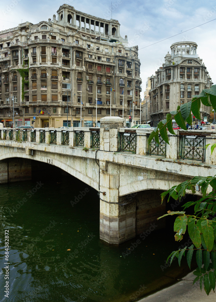 Opereta Podul bridge over the river Dambovita in the Romanian capital Bucharest.