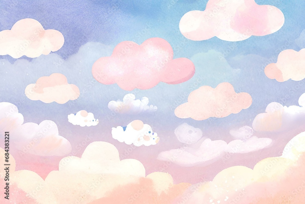 Watercolor dreamy sky background, Soft pastel colors sky background, pastel sky background, Watercolor sky background