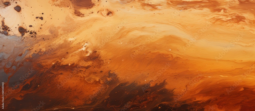 Crude oil spill's texture on beach sand from accident.