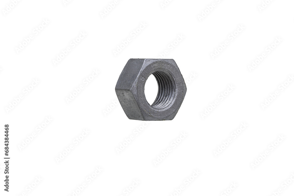 Macro shot metal nut isolated on white background. Chromed screw nut isolated. Steel nut isolated. Nuts and bolts. Tools for work. Macro shot metal nut isolated on white background. Chromed screw nut isolated. Steel nut isolated. Nuts and bolts. Tools for work.