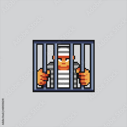 Pixel art illustration Jail. Pixelated Prison. Prison jail
pixelated for the pixel art game and icon for website and video game. old school retro.