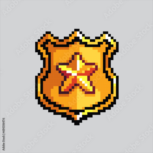 Pixel art illustration Police Badge. Pixelated Badge. Police Badge
pixelated for the pixel art game and icon for website and video game. old school retro.